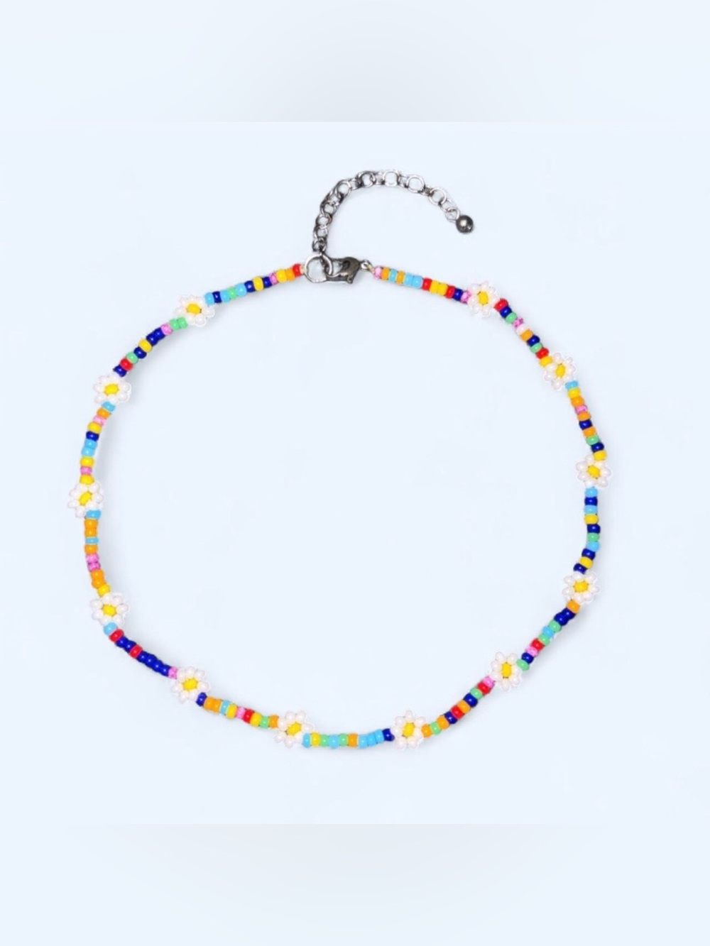 Multicolor Daisy Bead Choker Necklace